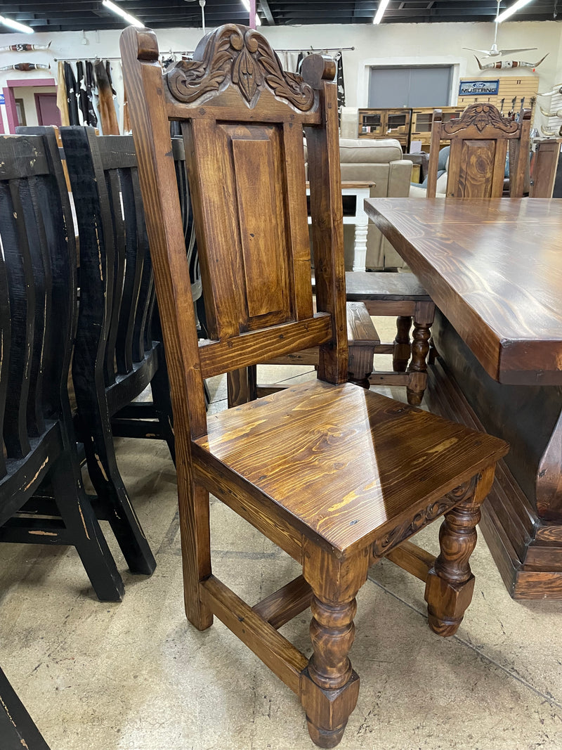 Reclaimed Wood 9-Piece Dining Set with Carved Chairs