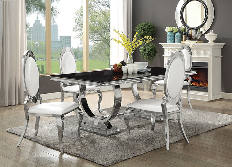 Antoine Rectangular Glass Top Dining Set Chrome