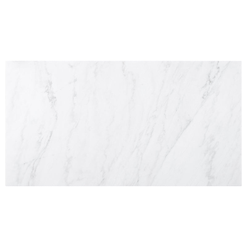 Sherry Trestle Base Marble Top Dining Table Espresso and White