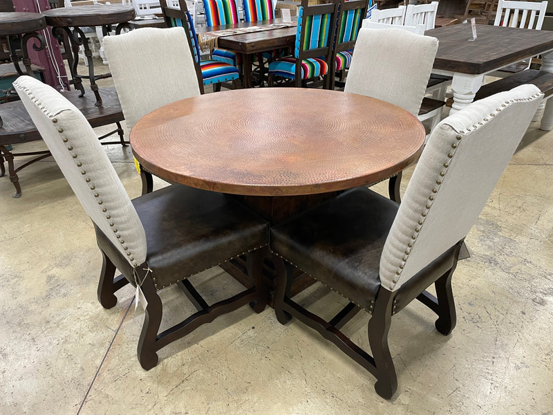 48” Hammered Copper Top Dining Table