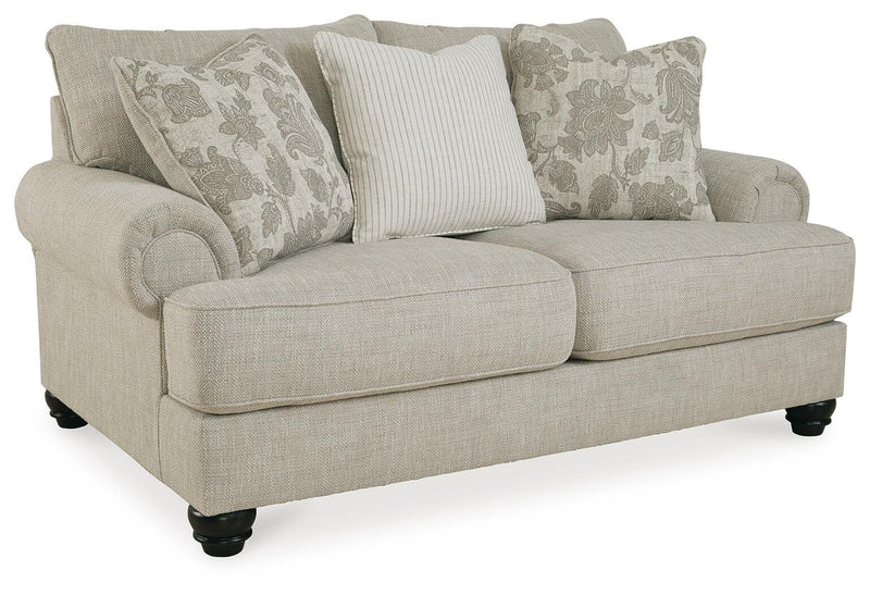 Ashley Furniture Asanti living room set featuring a sofa, loveseat, and armchair with plush cushions and modern design.