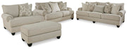 Ashley Furniture Asanti living room set with sofa, loveseat, and coffee table arranged in a modern living space.