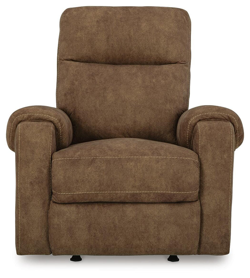 Ashley Furniture Edenwold recliner with plush fabric, padded armrests, and a high back for comfortable seating.
