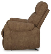 Ashley Furniture Edenwold recliner with plush upholstery and padded armrests, shown from a side angle.
