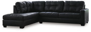 Ashley Furniture Barlin Mills sectional with chaise, featuring plush upholstery and modern design in a cozy living room setting.