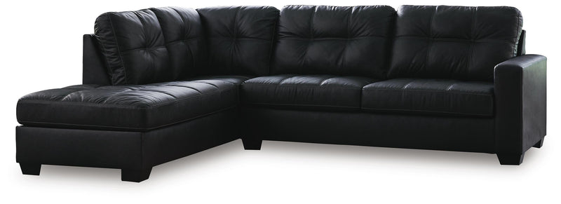 Ashley Furniture Barlin Mills sectional with chaise, featuring plush upholstery and modern design in a cozy living room setting.