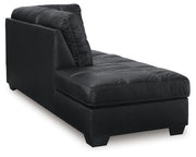 Ashley Furniture Barlin Mills sectional with chaise, featuring plush upholstery and modern design, shown from an angled view.