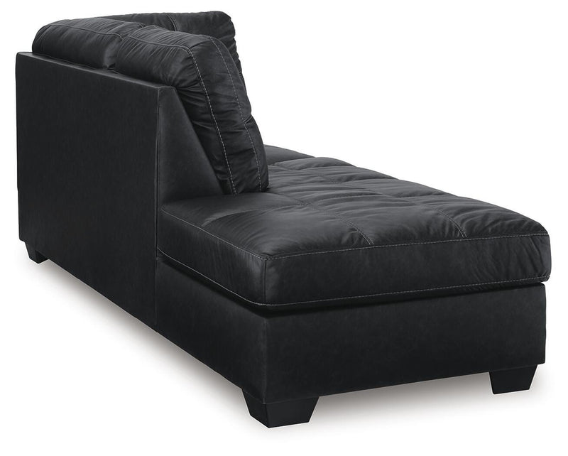 Ashley Furniture Barlin Mills sectional with chaise, featuring plush upholstery and modern design, shown from an angled view.