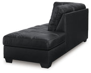 Ashley Furniture Barlin Mills sectional with chaise, shown from an angled view featuring plush fabric and modern design.