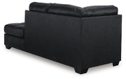 Ashley Furniture Barlin Mills sectional with chaise, featuring plush upholstery and modern design, shown from the back view.