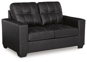 Ashley Furniture Barlin Mills living room set featuring a sofa and loveseat with plush cushions and modern design.