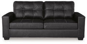 Ashley Furniture Barlin Mills living room set featuring a sofa and loveseat with neutral upholstery and contemporary design.