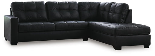 Ashley Furniture Barlin Mills sectional with chaise, showcasing plush fabric upholstery and modern design in a spacious living room setting.