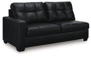 Ashley Furniture Barlin Mills sectional with chaise, showing a stylish fabric sofa with a chaise lounge in a modern living room setting.