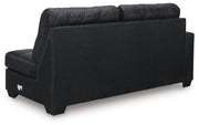 Ashley Furniture Barlin Mills sectional with chaise, showing the back view of the sofa in a modern living room setting.