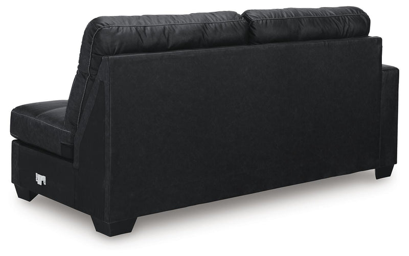 Ashley Furniture Barlin Mills sectional with chaise, showing the back view of the sofa in a modern living room setting.