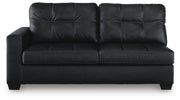 Ashley Furniture Barlin Mills sectional with chaise, showing a stylish fabric sofa with a spacious chaise lounge.