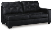Ashley Furniture Barlin Mills sectional with chaise, showing a stylish fabric sofa with a comfortable chaise lounge in an angled view.