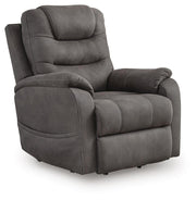 Ashley Furniture Snowfield Power Lift Recliner in closed position, featuring plush upholstery and adjustable reclining mechanism.