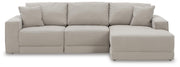 Ashley Furniture Next-Gen Gaucho sectional sofa with chaise, featuring plush cushions and a modern design, head-on view.