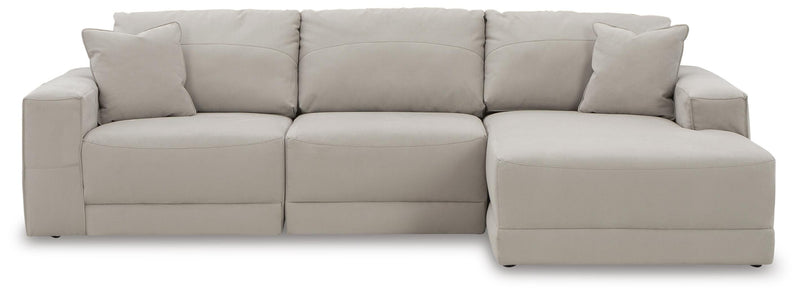 Ashley Furniture Next-Gen Gaucho sectional sofa with chaise, featuring plush cushions and a modern design, head-on view.