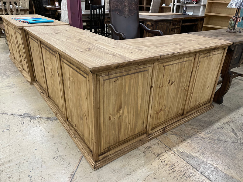 Solid Pine L-Shaped Executive Desk