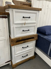 Wimberley 5-piece farmhouse queen bedroom set by Monterrey Furniture featuring a bed frame, nightstands, and dresser in rustic style.