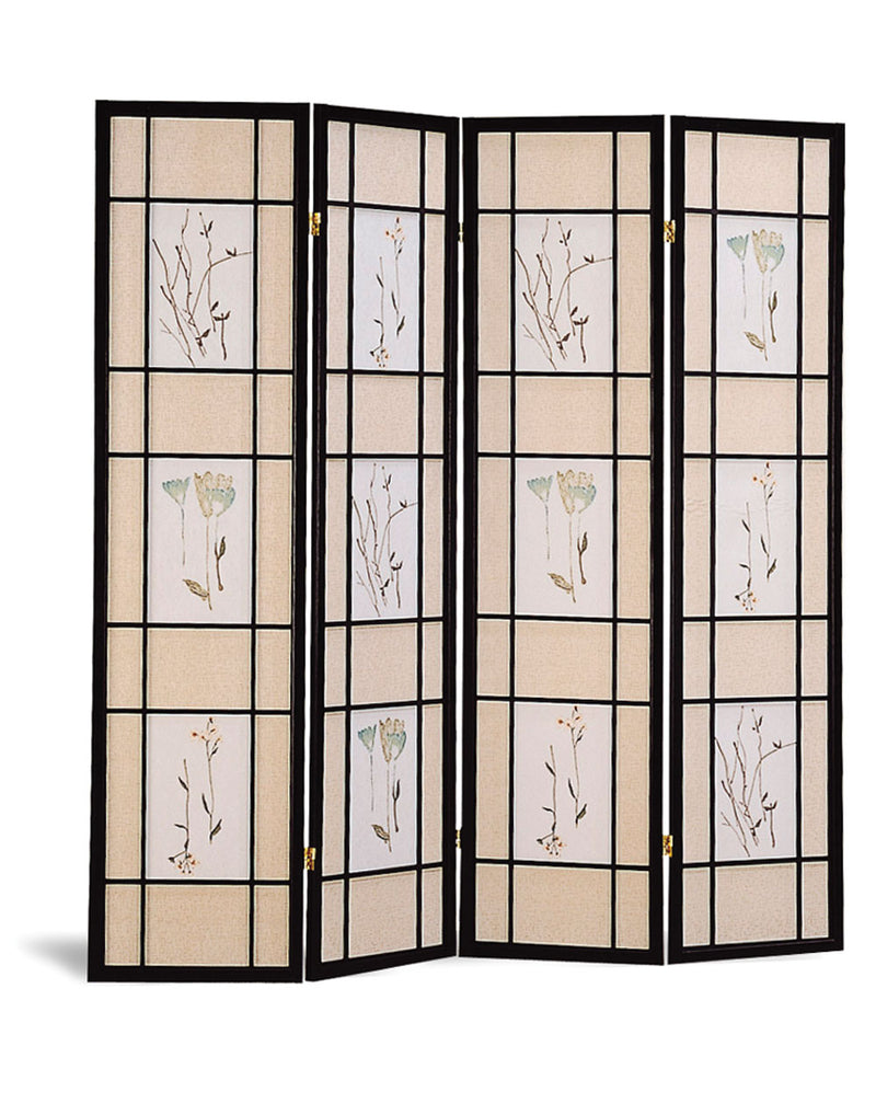 Catabella 4-panel Floral Print Folding Screen Multi-color