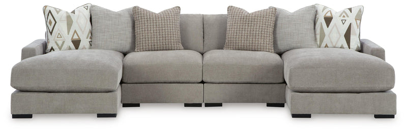 Ashley Furniture Aslan Court sectional sofa pit section with plush cushions and modern design, shown in a cozy living room setting.