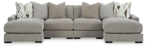 Ashley Furniture Aslan Court sectional sofa pit section with plush cushions and modern design, shown in a cozy living room setting.