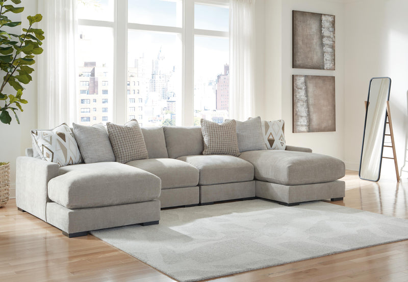Ashley Furniture Aslan Court sectional sofa pit section with plush cushions and modern design, shown in a spacious living room setting