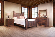 Madeira Queen Bed by International Furniture Direct with a wooden frame and classic design, shown in a cozy bedroom setting.