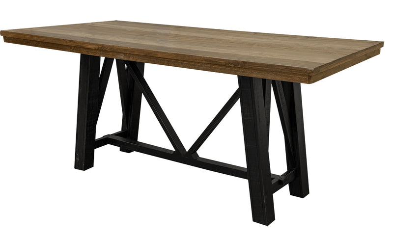 Brown loft-style counter height dining table by International Furniture Direct with a sturdy wooden design.