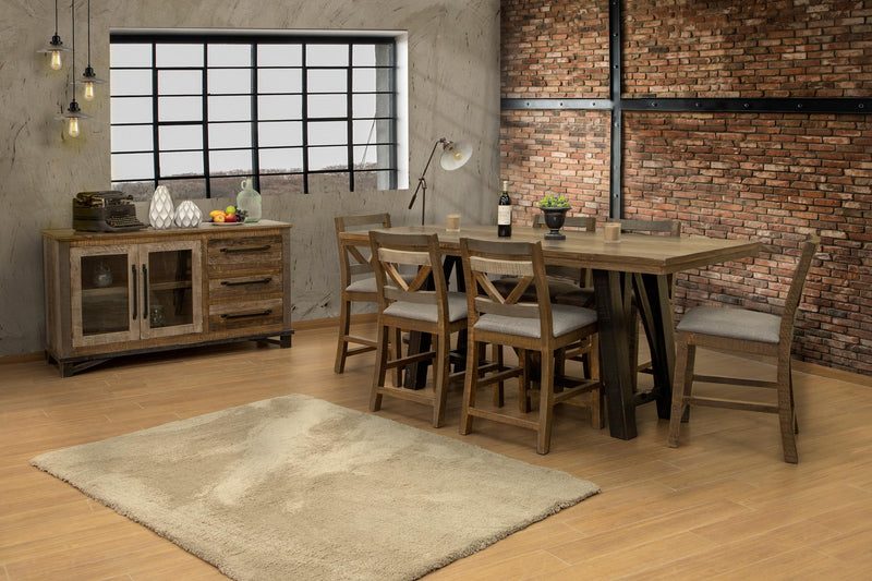 Loft brown counter height dining table by International Furniture Direct, featuring a sturdy wood design and modern style.