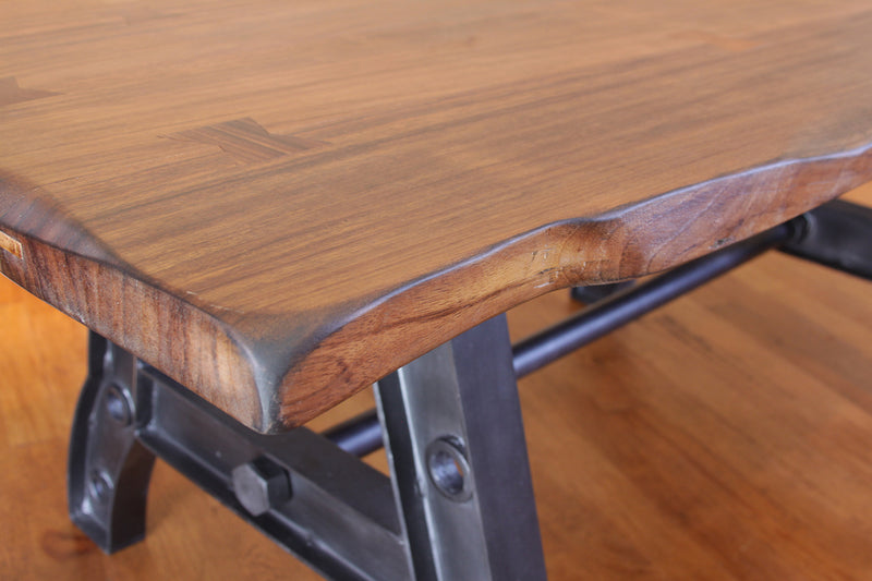 Parota wood dining table by International Furniture Direct, showcasing a sturdy rectangular surface with natural wood grain.