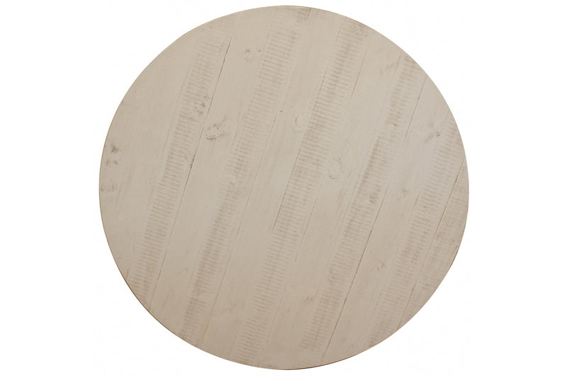 Bonanza Ivory round dining table by International Furniture Direct, showcasing a smooth, elegant wood finish and sturdy legs.