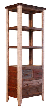 Antique multicolor wooden entertainment center wall unit by International Furniture Direct with shelves and storage compartments.