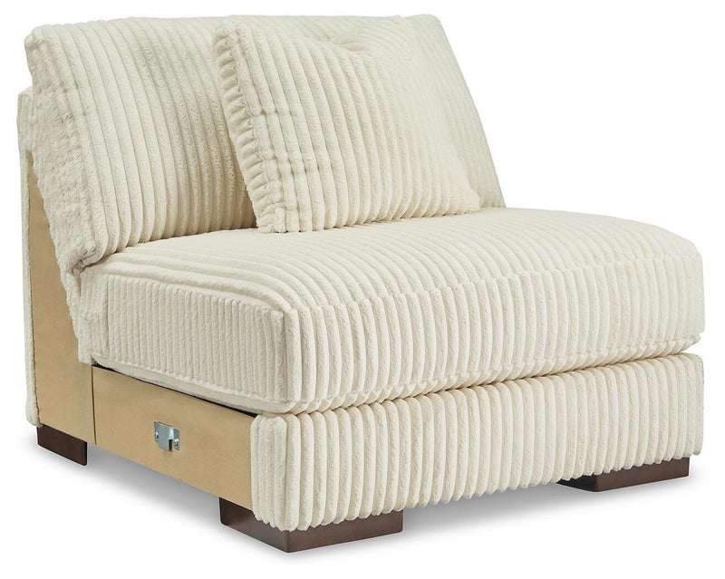 Ashley Furniture Lindyn sectional with chaise, angled view showing plush fabric upholstery and modern design.