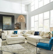Ashley Furniture Lindyn living room set with a sofa, loveseat, and armchair in a modern living room arrangement.