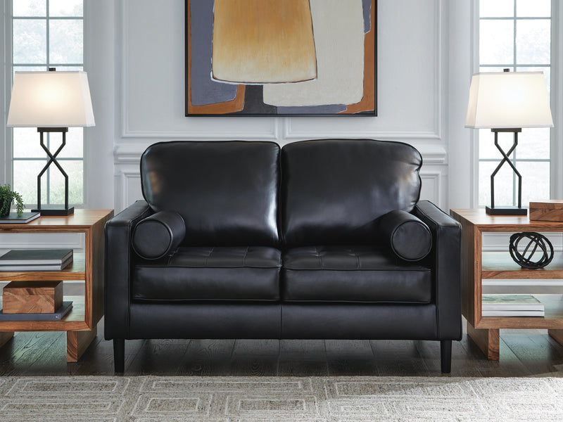 Ashley Furniture Bryceview loveseat with plush fabric and cushioned arms, perfect for a cozy living room seating area.