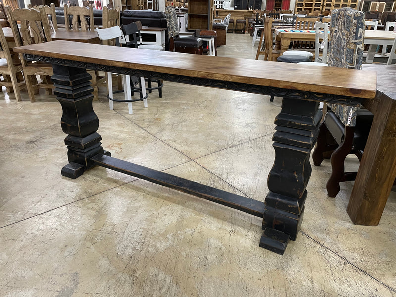 84” Rustic Console Table w/ Carvings