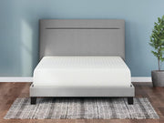 Ashley Furniture Chime 12-inch memory foam mattress in a box, showcasing the plush, white memory foam surface and packaging.