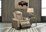 Ashley Furniture Next-Gen DuraPella Power Recliner in open position, featuring plush upholstery and built-in reclining mechanism.