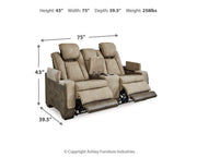 Ashley Furniture Next-Gen DuraPella power reclining loveseat with console, featuring plush upholstery and built-in cup holders.