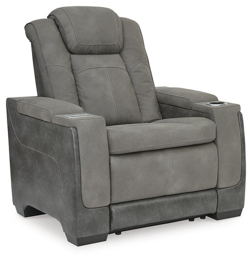 Next-Gen DuraPella Power Recliner by Ashley Furniture, showing a closed, plush upholstered recliner with a sleek modern design.