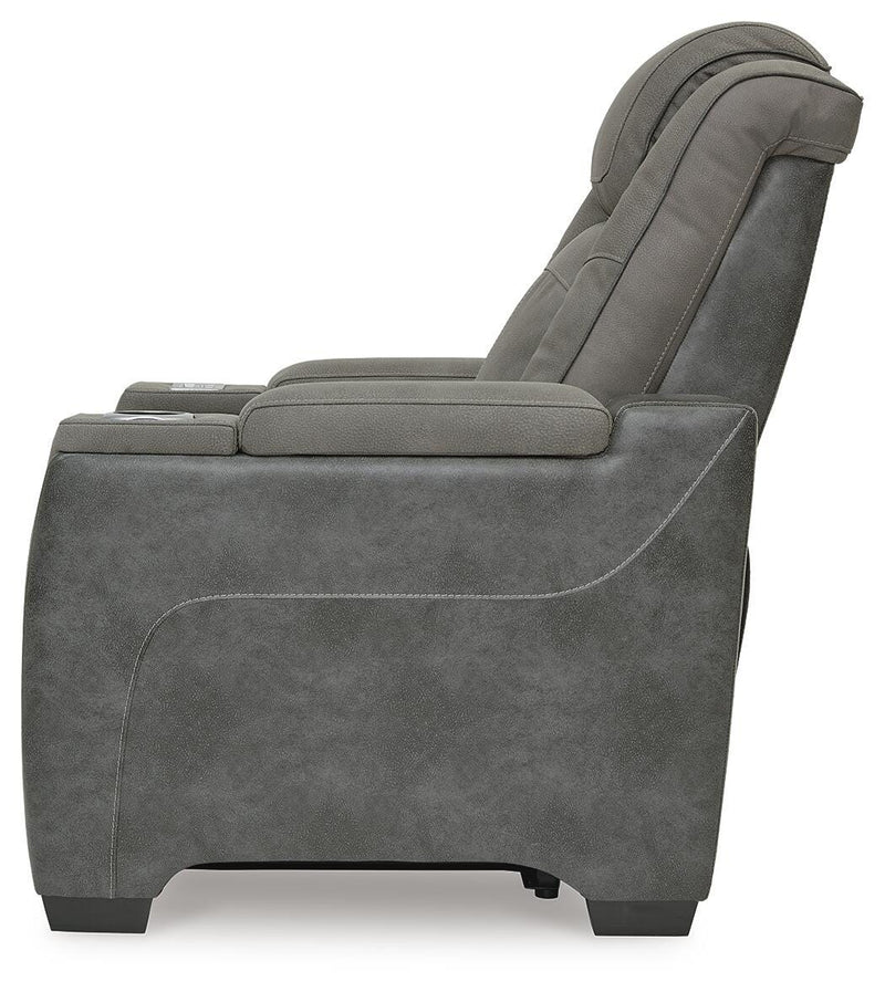 Ashley Furniture Next-Gen DuraPella Power Recliner showing side view with plush cushioning and sleek design.