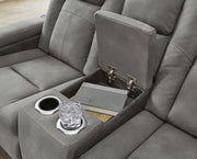 Ashley Furniture Next-Gen DuraPella living room set with a console table and matching sofa in a modern design.