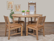 Tulum round dining table by International Furniture Direct with a rustic wood finish, ideal for kitchen or dining room.