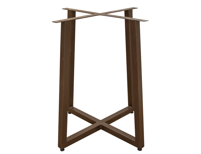 Round Tulum dining table by International Furniture Direct with a rustic wood finish and sturdy legs in a natural setting.