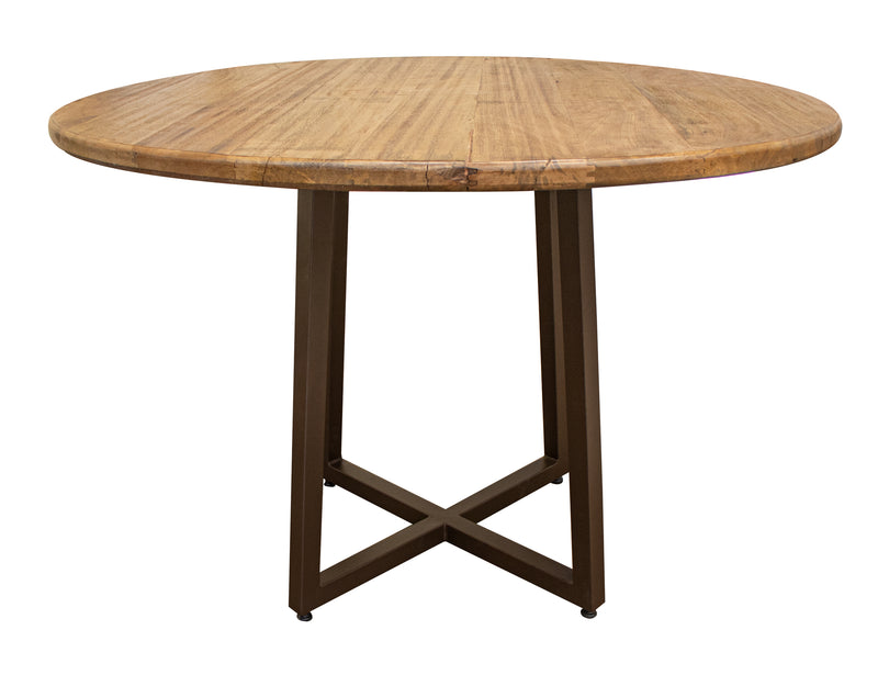 Round Tulum dining table by International Furniture Direct with wooden finish and sturdy legs, ideal for kitchen or dining room.
